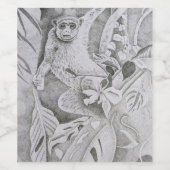 ワインボトルラベル，木の中のサル，ビール，葉巻 ワインラベル (シングルラベル)