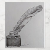 ワインボトルラベル、羽nインク、結婚の羽 ワインラベル (シングルラベル)