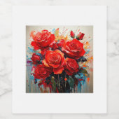 ワインボトルラベル – 赤いバラのアートワーク ワインラベル (シングルラベル)