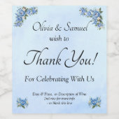 ワインボトルラベル – 青い牡丹結婚の ワインラベル (シングルラベル)