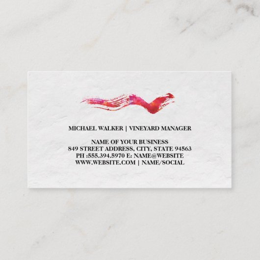 ワインボトルロゴ | ウォー芸術的タカラーのブラシ 名刺 (裏面)