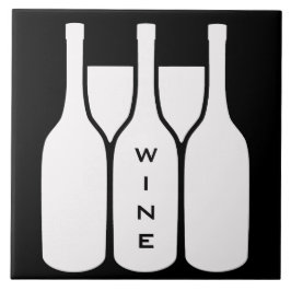 ワインボトル及びグラスデザインセラミックタイル タイル