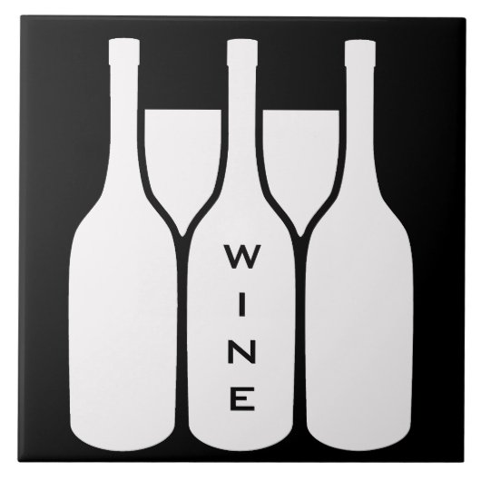 ワインボトル及びグラスデザインセラミックタイル タイル (正面)