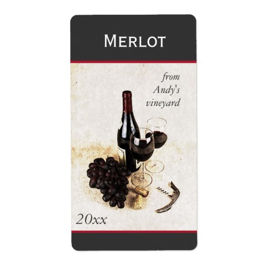 ワインボトル及びグラスワインボトルシール ラベル (正面)