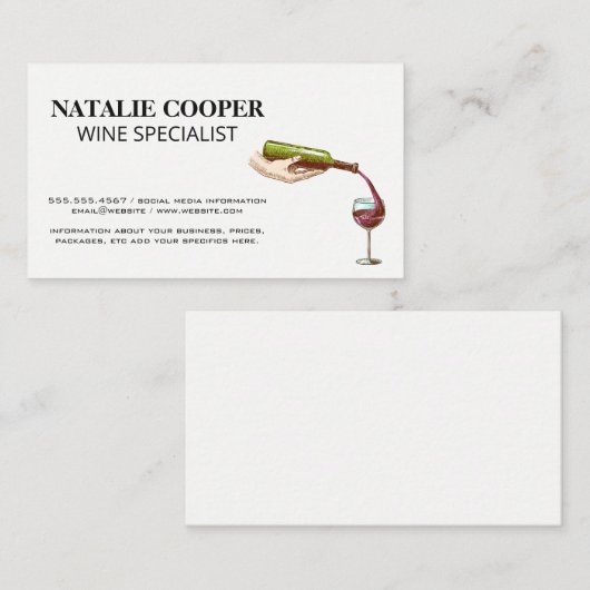 ワインボトル注ぎ 名刺 (正面/裏面)