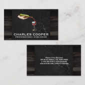 ワインボトル注ぎ |大理石と木材 名刺 (正面/裏面)