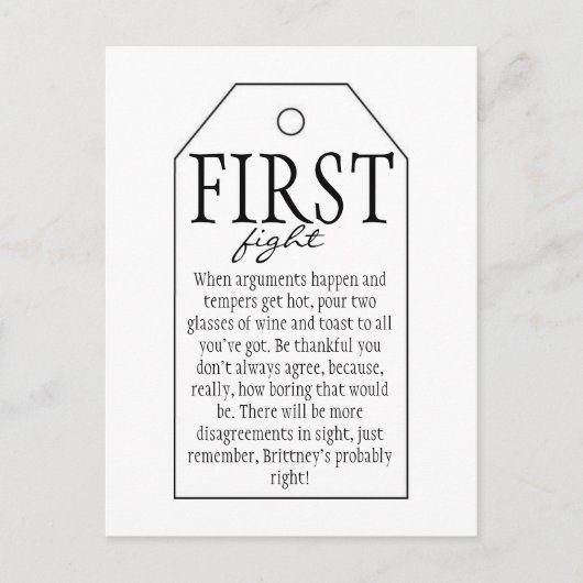 ワインボトル用ギフトタグ - 初の喧嘩 ポストカード (正面)
