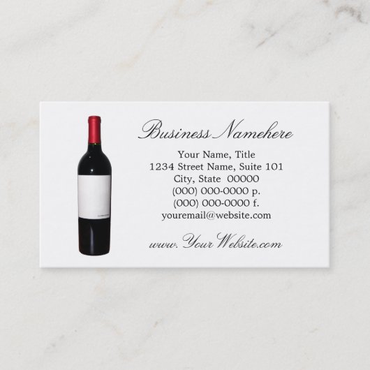 ワインボトル空白の（ラベル）名刺 名刺 (正面)