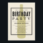 ワインボトル誕生日招待状 招待状<br><div class="desc">ワインの誕生日招待状とモダンアールデコデザインとワインボトルテーマ。パーティーのカスタムニーズに合わせて用語を変更する</div>