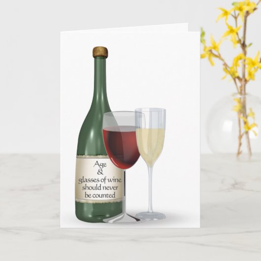 ワインボトル誕生日 カード (黄色い花)