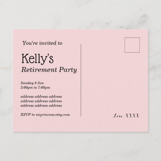 ワインボトル退職パーティの招待状はがき インビテーションポストカード (裏面)