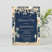 ワインボトル風船ゴールドグリッター薔薇 退職 招待状 (スタンド正面)