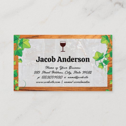 ワインボトル |つる植物 |石と木 名刺 (裏面)