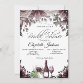 ワインボトル ガラス ライト フローラル ブライダルシャワー 招待状 (正面)