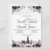 ワインボトル ガラス ライト ローズ ブライダルシャワー 招待状 (正面)