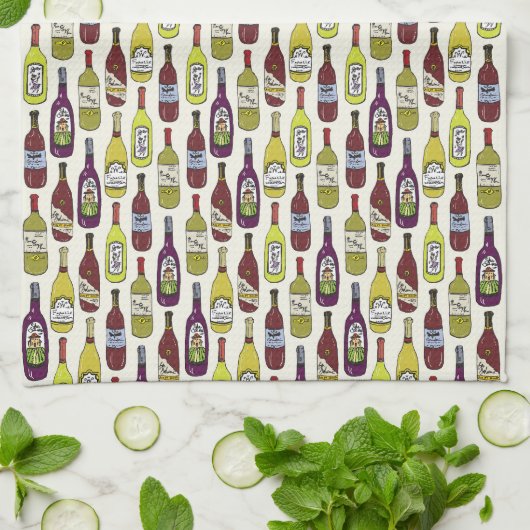 ワインボトル キッチンタオル (折り畳み)