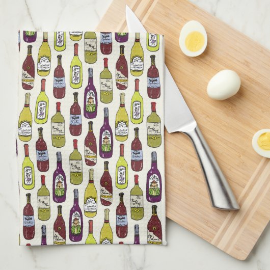 ワインボトル キッチンタオル (四つ折り)