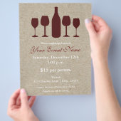 ワインボトル&グラスホリデーイベントフライヤーポスター チラシ (手)