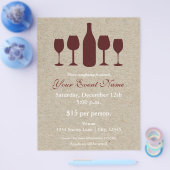 ワインボトル&グラスホリデーイベントフライヤーポスター チラシ (シングル)