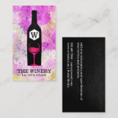 ワインボトル&グラス | カラフル絞り染め 名刺 (正面/裏面)