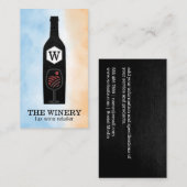ワインボトル & グラス | モノグラム 名刺 (正面/裏面)