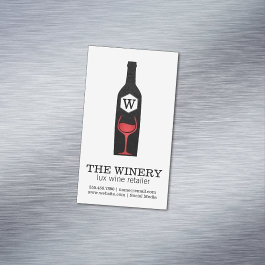 ワインボトル&グラス |ルクス |テクスチャ マグネット名刺 (インサイチュ)
