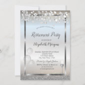 ワインボトル グラデーション シルバー 退職祝い 招待状 (正面)