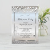 ワインボトル グラデーション シルバー 退職祝い 招待状 (スタンド正面)