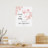 ワインボトル グレープ プラント シャンパン レトロ ブライダル シャワー ウェルカム ポスター (キッチン)