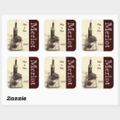 ワインボトル、コルク、コルク抜き、葡萄 スクエアシール (シート)