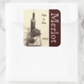 ワインボトル、コルク、コルク抜き、葡萄 スクエアシール (バッグ)