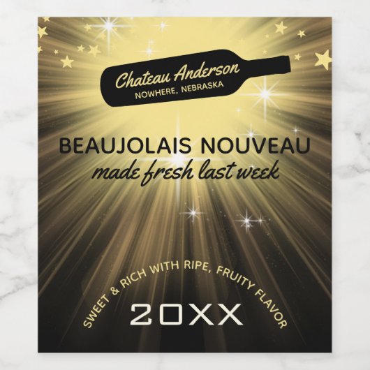 ワインボトル ゴールド バースト カスタマイズ 自家製 ワインラベル (シングルラベル)