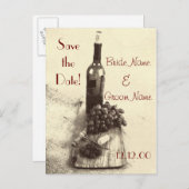 ワインボトル、ブドウ、スクリュードライバー 案内ポストカード (正面/裏面)