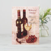 ワインボトル、ブドウ、ワインオープナー、ワイングラス 招待状 (スタンド正面)