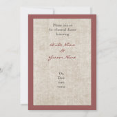 ワインボトル、ブドウ、ワインオープナー、ワイングラス 招待状 (裏面)