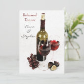 ワインボトル、ブドウ、ワイングラス 招待状 (スタンド正面)