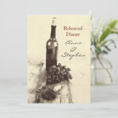 ワインボトル、ブドウ、栓抜きと栓 招待状 (スタンド正面)