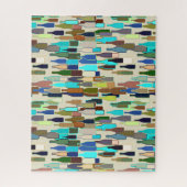 ワインボトル、ブルーブラウンターコイズとベージュ ジグソーパズル (縦)