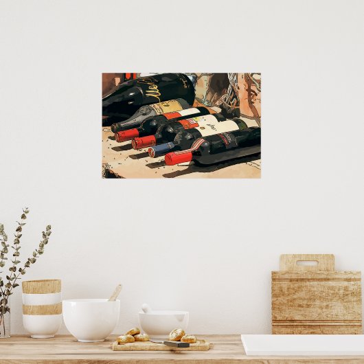 ワインボトル ポスター (キッチン)