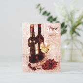 ワインボトル、ワイングラスとブドウ ポストカード (スタンド正面)