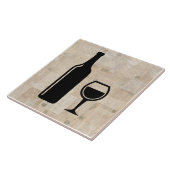 ワインボトル&ワイングラスアンティークヴィンテージスタンプ タイル (側面)