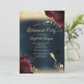 ワインボトル、ワイングラス、バーガンディローズ、引退 招待状 (スタンド正面)