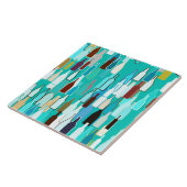 ワインボトル、数々の色、ターコイズ背景 タイル (側面)