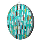 ワインボトル、数々の色、ターコイズ背景 ダーツボード (正面右)