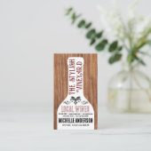 ワインボトル |混合スタイリッシュフォント|木材 名刺 (スタンド正面)