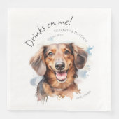 ワインボトル 犬 ドチシュンド 水彩画 おもしろ 犬 ペット 飲み放題 (正面)