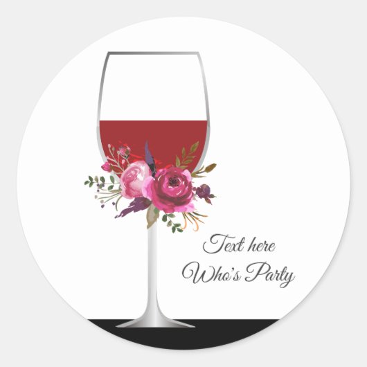 ワインボトル, 花, ありがとうシール ラウンドシール (正面)