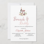 ワインボルドーの花とブドウの花嫁のシャワー 招待状 (正面)