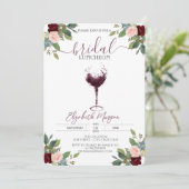 ワインボルドー色のグラス ローズ ブライダルランチョン 招待状 (スタンド正面)