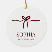 ワインボルド ブライドメイド 現代の ミニマル ネーム 年 セラミックオーナメント (正面)